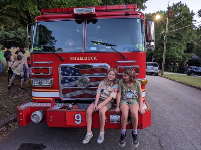 Firetruck at the Cub Scout meeting